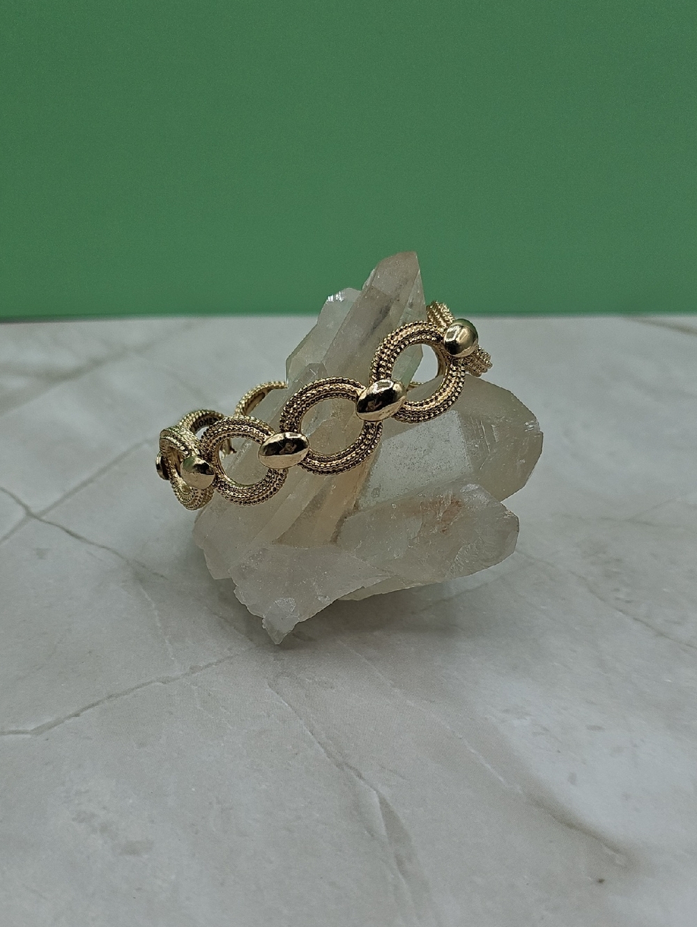Gold Color-Link Textured Stretch Bracelet - Stretch J1
